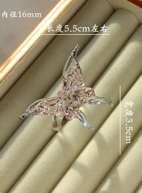 琉璃花朵戒指饰品琉璃戒指女蝴蝶结设计感个性品食指高级淄博