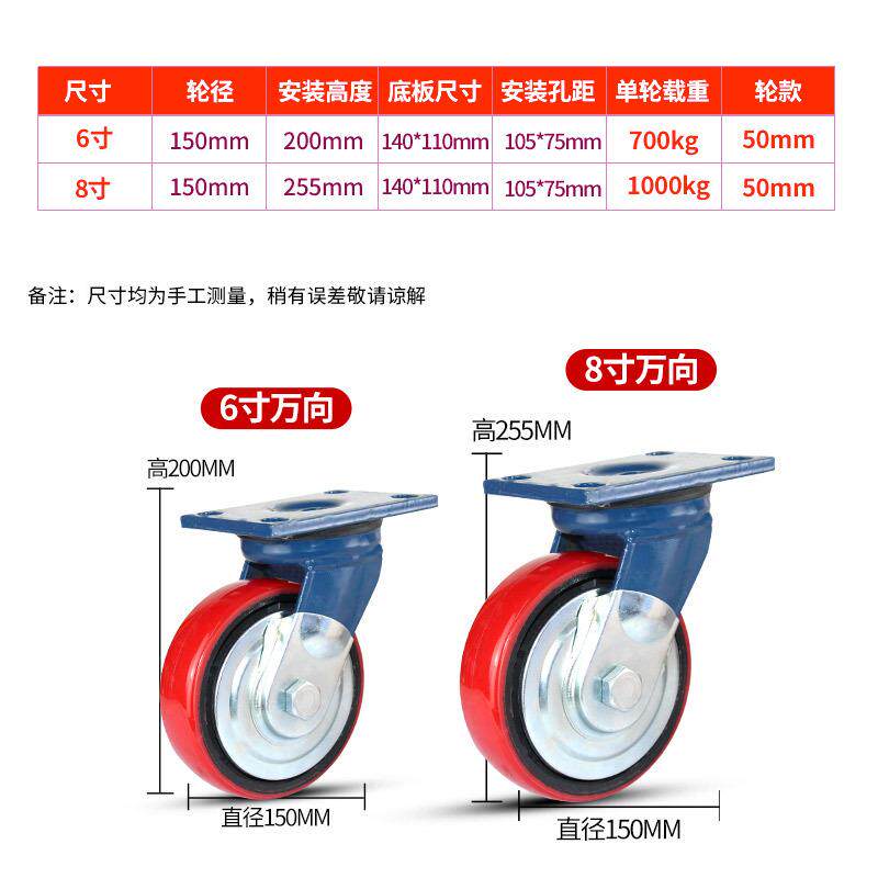 牌超重型脚1轮防缠绕轮寸5寸6寸8寸0寸兴6寸带盖4防线布车轮子