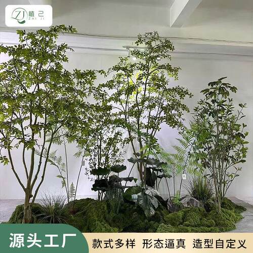 仿真绿植十大功劳海岛春花栀子树植物造景家居室内橱窗装饰树摆件