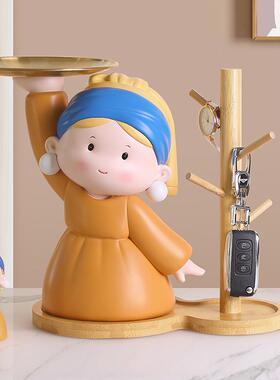 创意珍珠女孩托盘多功能客厅摆件家居妖娆情侣桌面摆放日常送礼