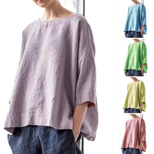 Women's cotton and linen top, style cover, top