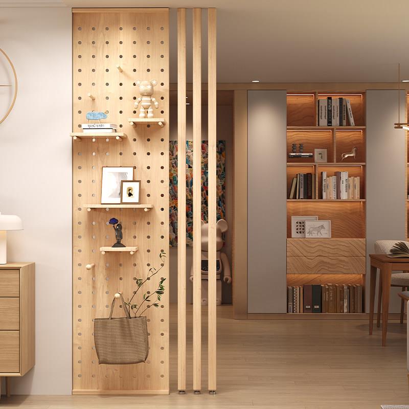 北欧实木屏风隔断 现代简约玄关置物架 3扇折叠式木屏风