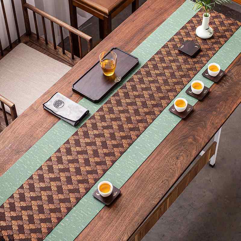 日式锦缎双面茶席仿水棉麻布桌旗禅意布艺干泡茶台桌布茶盘垫配件