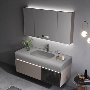 轻奢简约可丽组合耐脸盆浴室柜洗手一体盆灰浴室柜洗漱台卫生间