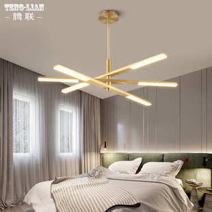 北欧风格 现代简约灯卧室餐厅轻奢灯具网红 吊灯创意客厅灯全铜个性