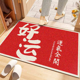 入户地垫门口脚垫家用门外蹭土防滑进门丝圈门垫红色出入平安地毯