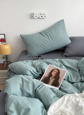 撞色s66218四洗棉件套学生宿舍单纯色床被罩三件套南通水床上用品