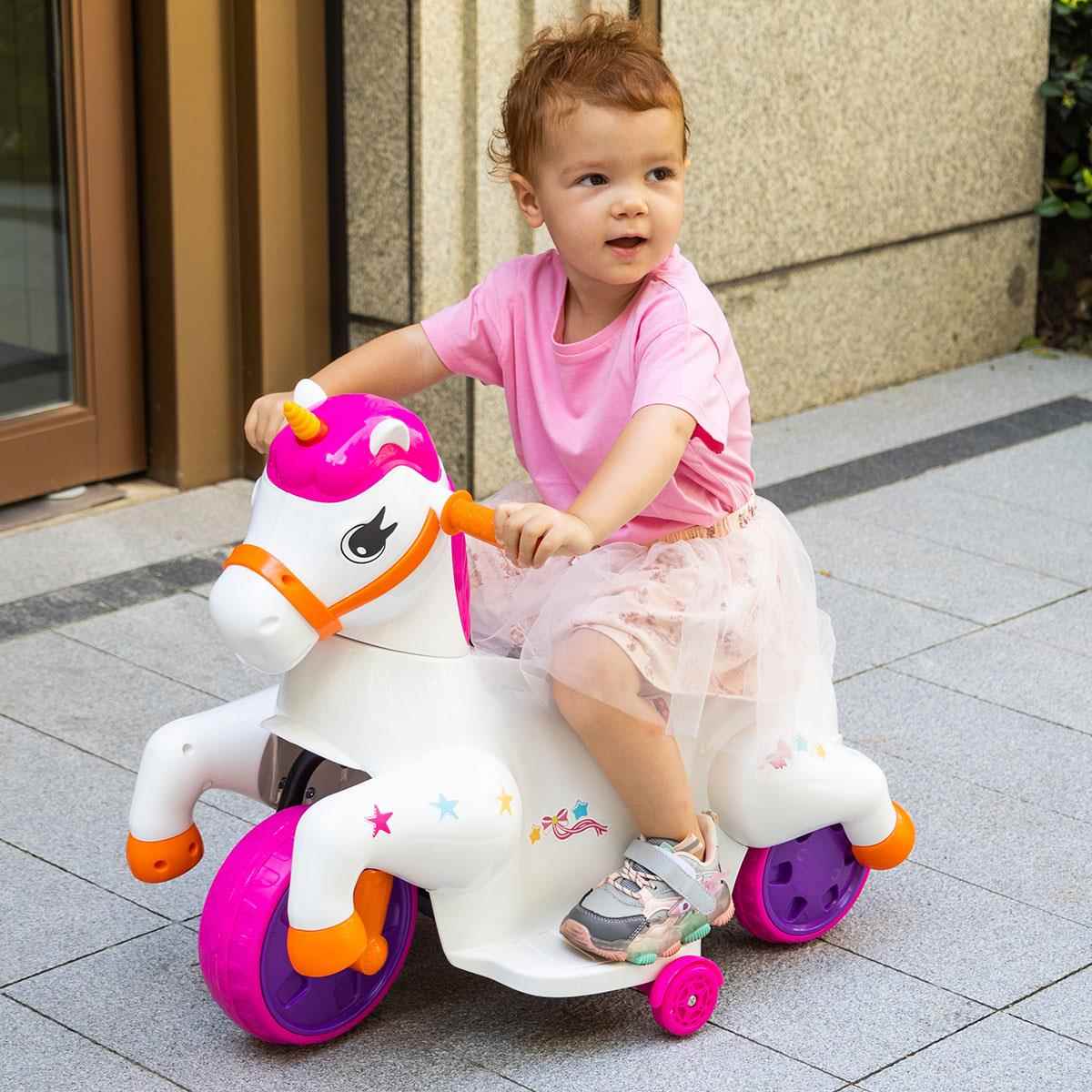 高档儿童电动车摇车千里马造型摇车摇音乐灯光带可坐人玩具车马童