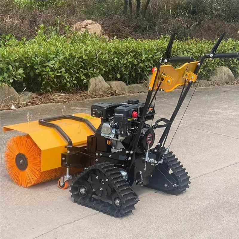 尼龙毛刷履带雪机雪 道扫路汽积雪清机 61手推小型油抛雪机毛刷扫