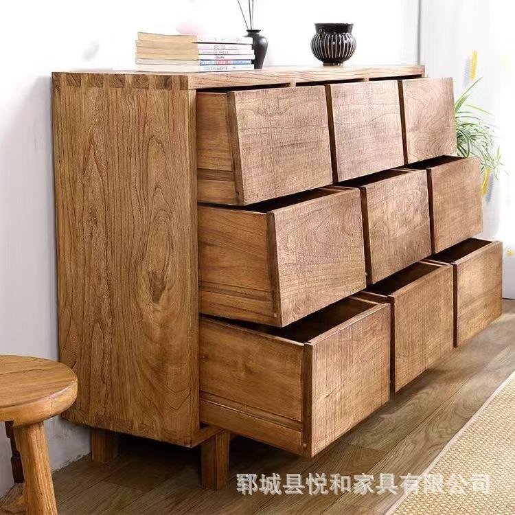 复古老榆木斗柜储物柜带抽屉客厅收纳柜客厅靠墙餐边柜古典储物柜