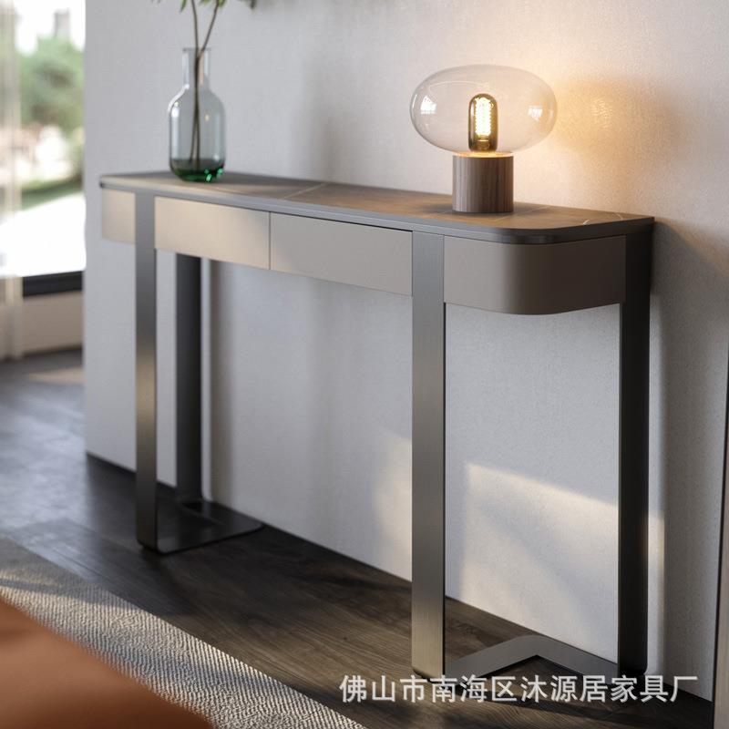 轻奢岩板玄关桌家用客厅入户门玄关柜现代简约走廊过道台玄关桌子图片