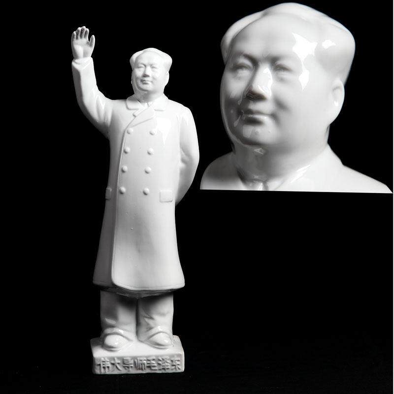 毛主席陶瓷像摆件伟人招手白瓷办公室客厅人物雕像摆像站立像
