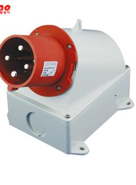 IP44壁挂式插头防水工业插头16A/32A/63A挂墙明装3P/4P/5P带盒子