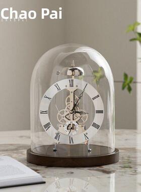 现代轻奢金属小台钟装饰品客厅电视柜酒柜软装高级感齿轮时钟摆件