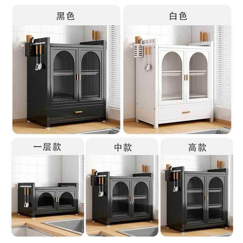 厨房置物架防尘碗碟盘子沥水架家用台面三层碗柜简易厨具储物柜子