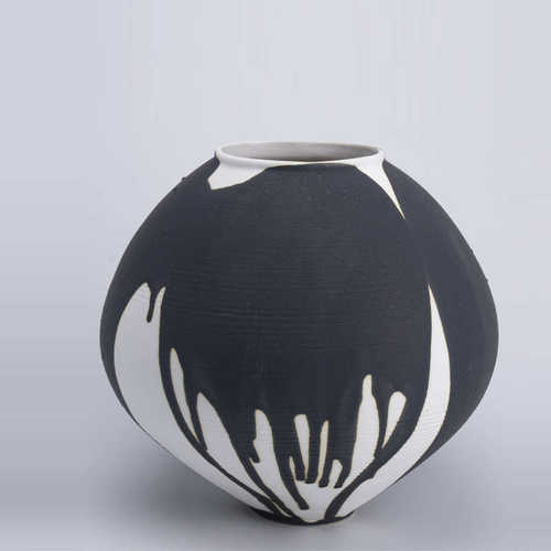 侘寂中古风圆肚陶瓷花瓶家居样板间民宿手工陶罐花器餐桌花器摆件