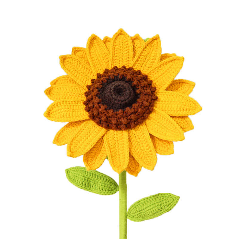 手工钩织向日葵假花仿真花编织成品道具装饰摆件毛线针织花束批发