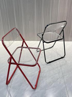 在简约透现明杆餐椅网红亚克力塑GSP料水晶椅设椅计师拍照洽谈椅