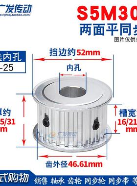 S5M两面平同步轮 S5M30齿30T 同步轮 槽宽16/21/27AF型同步皮带轮