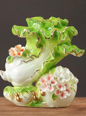 轻奢陶瓷白菜摆件装饰品客厅电视柜酒柜创意乔迁家居结婚礼物新居