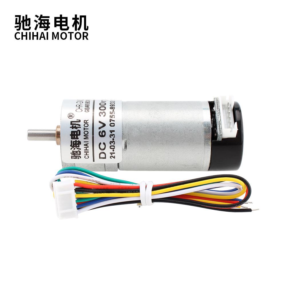 驰海电机CHR-GM25-370直流减速霍尔编码盘电机变速马达带外罩