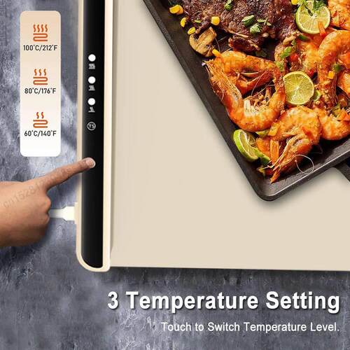 Electric Warming Tray Foldable Food Warmer Mat with 3 Tem Se