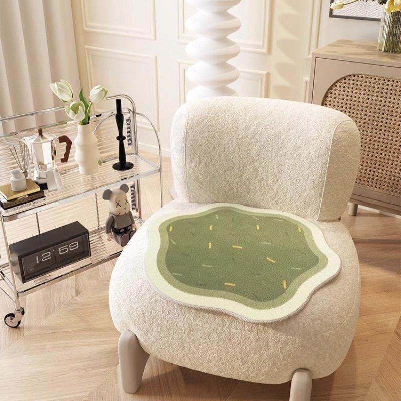 毛绒异形单人沙发垫子防滑坐垫薄款椅垫餐椅单个圆形秋冬椅子座垫