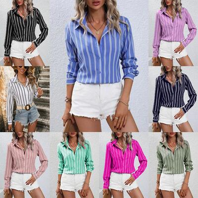 Women's style striped shirt with long sleeves for