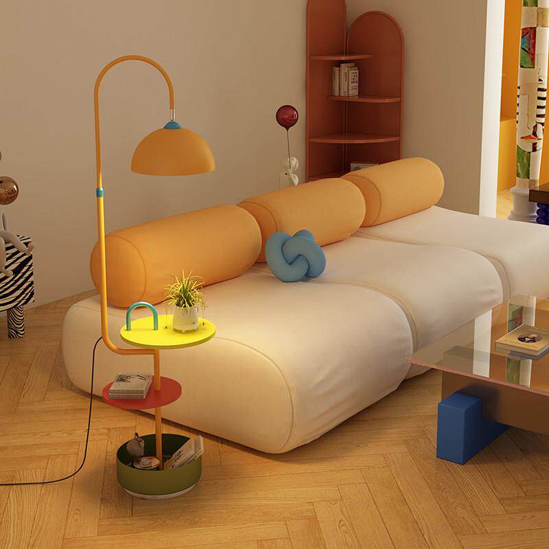 孟菲斯落地灯客厅沙发旁装饰氛围灯具书房茶室置物架一体立式台灯