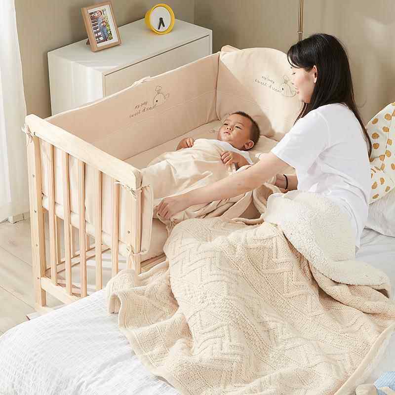 松木婴儿床可移动拆卸宝宝床拼接床无漆新生儿床多功能日式儿童床