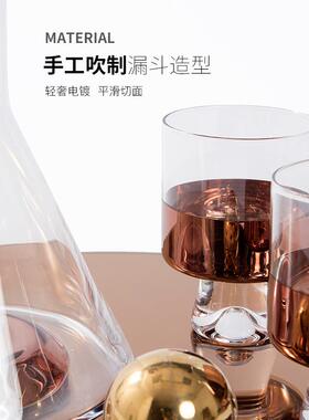 现代创意简约玻璃酒具套装客厅玄关酒店样板房茶几桌面家居装饰品