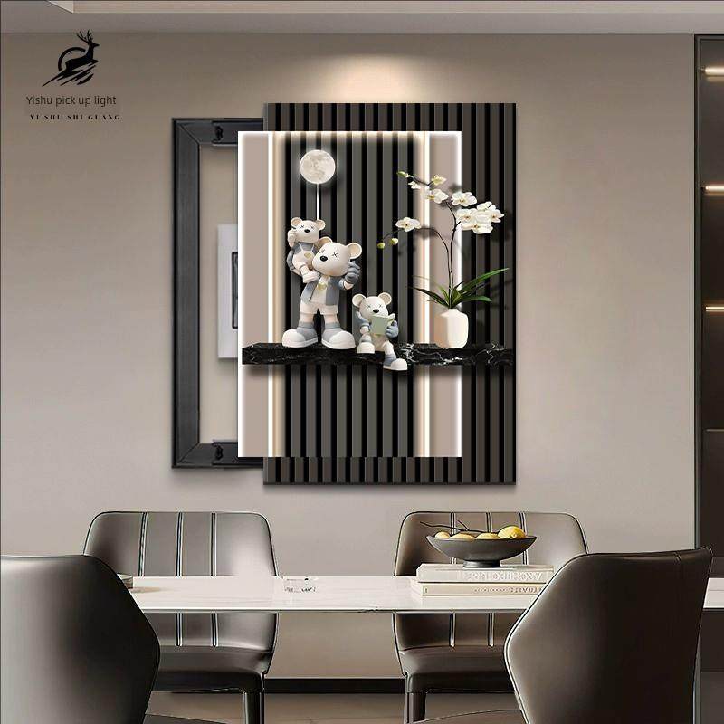 高档暴熊表箱装饰画竖版阻隔强弱电流开关箱盖板开关箱挂画