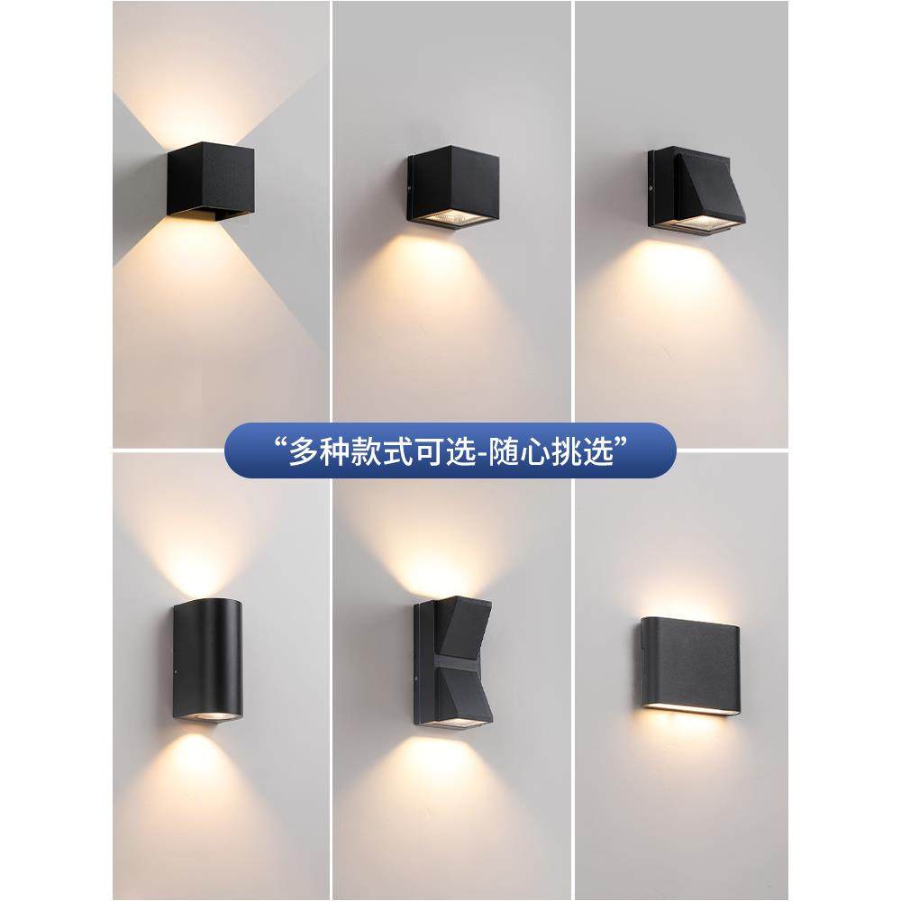 LED壁灯过道灯户外防水围墙洗墙灯双头射灯室外酒店庭院别墅外墙