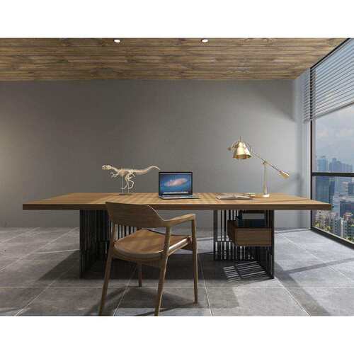 北欧实木铁艺办公桌个性单人电脑桌loft老板桌工作室总裁桌工业风