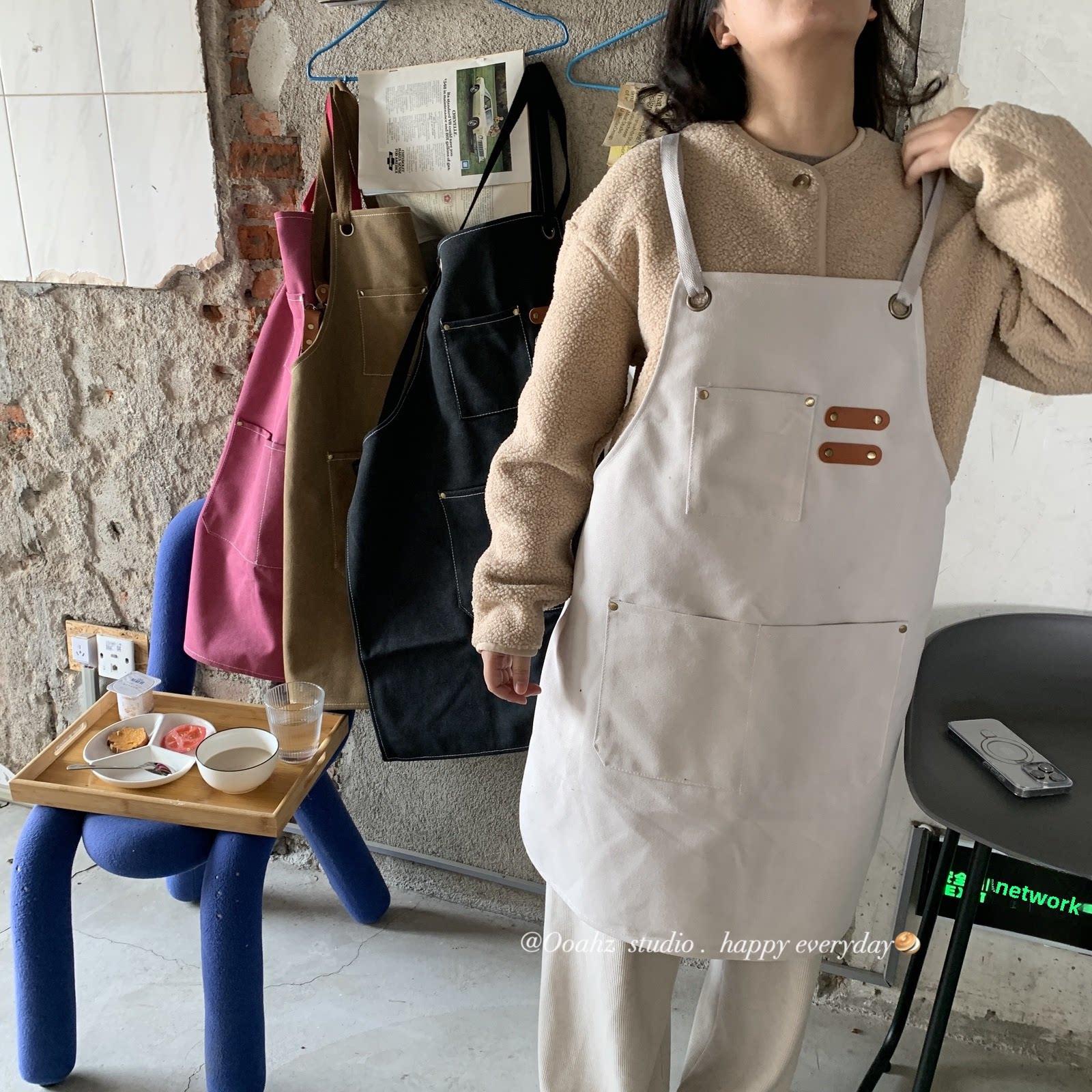 值日生~多口袋厨房做饭工作围裙 微防水粗牛仔加厚耐磨服务生罩衣