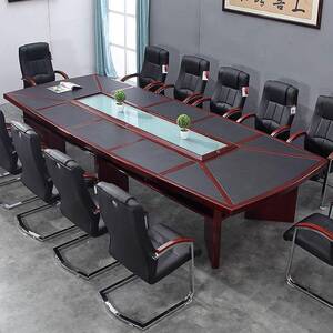 油漆会议桌长桌实木皮长方形桌会议室桌椅组合公司办公开会培训桌