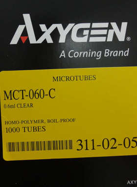 爱思进Axygen离心管 0.6ml无色离心管MCT-060-C 1000/盒，10盒/箱