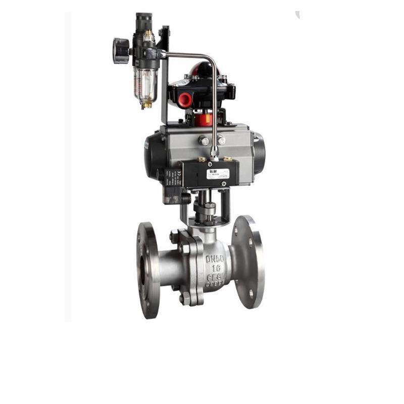 包邮法兰连接常闭/气开式304不锈钢气动开关阀Q641Y-16P DN150 65