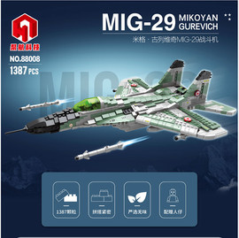 聚航88008米格MIG-29战斗机 儿童益智军事拼装积木飞机模型玩具