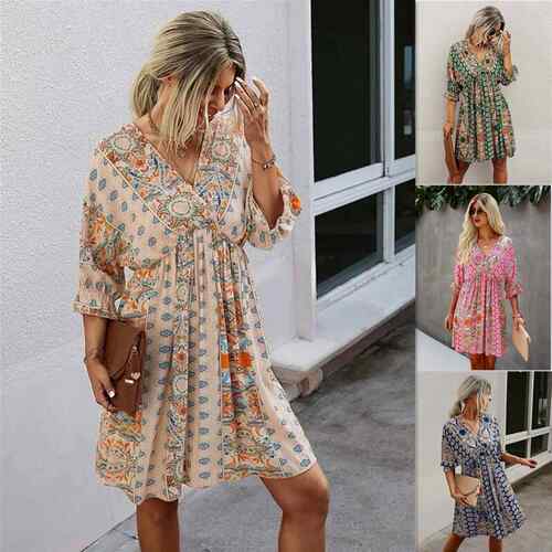 Waist collection printed dress 收腰印花连衣裙