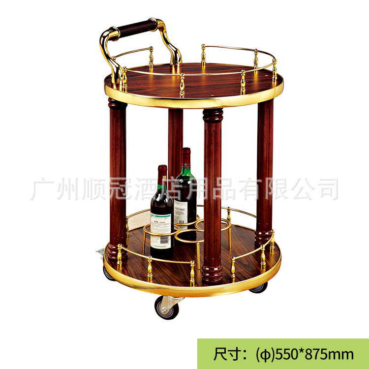 酒店服务车茶水车黑桃木餐车可移动三层手推车商用酒水车小推车