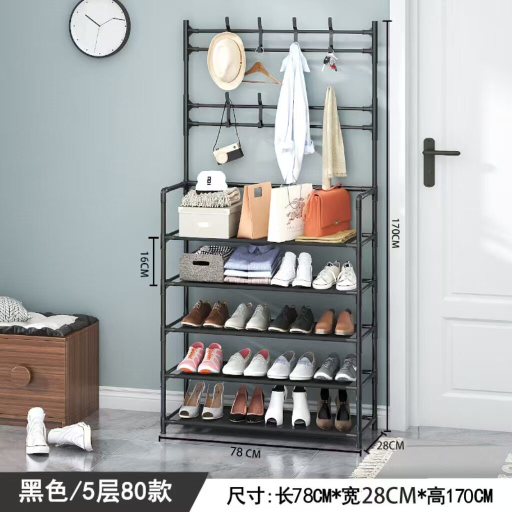 不锈钢简约宿舍收纳鞋帽架一体架子客厅入户房间组合鞋架子家用图片