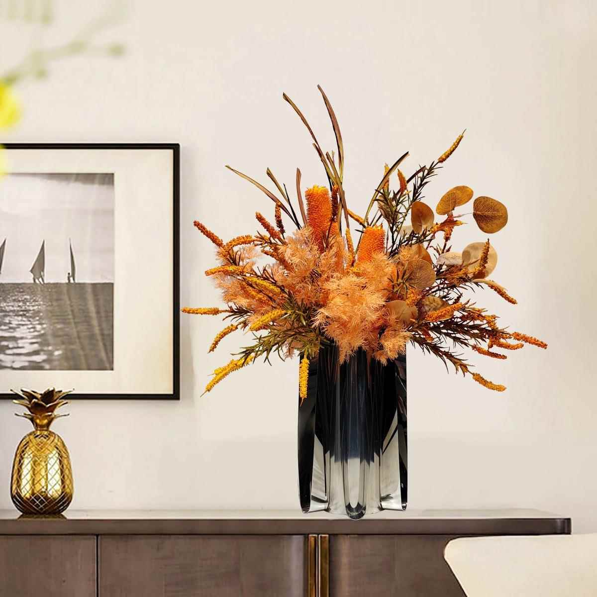 现轻奢花艺干花客厅摆件电柜餐茶几F97SJ7MM样板桌间代感视软装饰