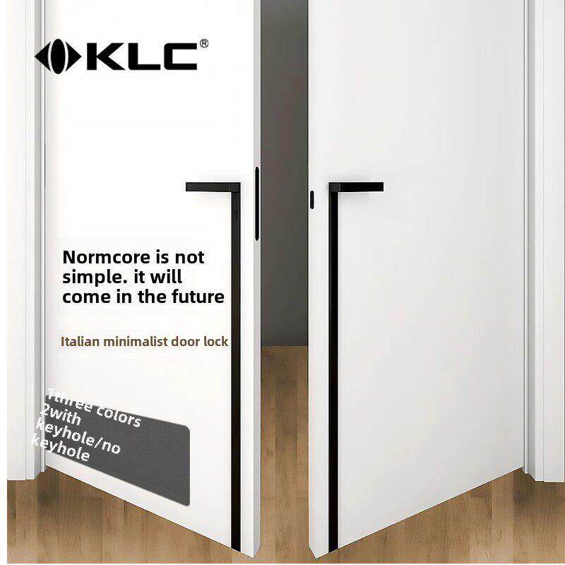 KLC意式极简个性门锁室内卧室房门磁吸静音门锁加长双开对开门锁