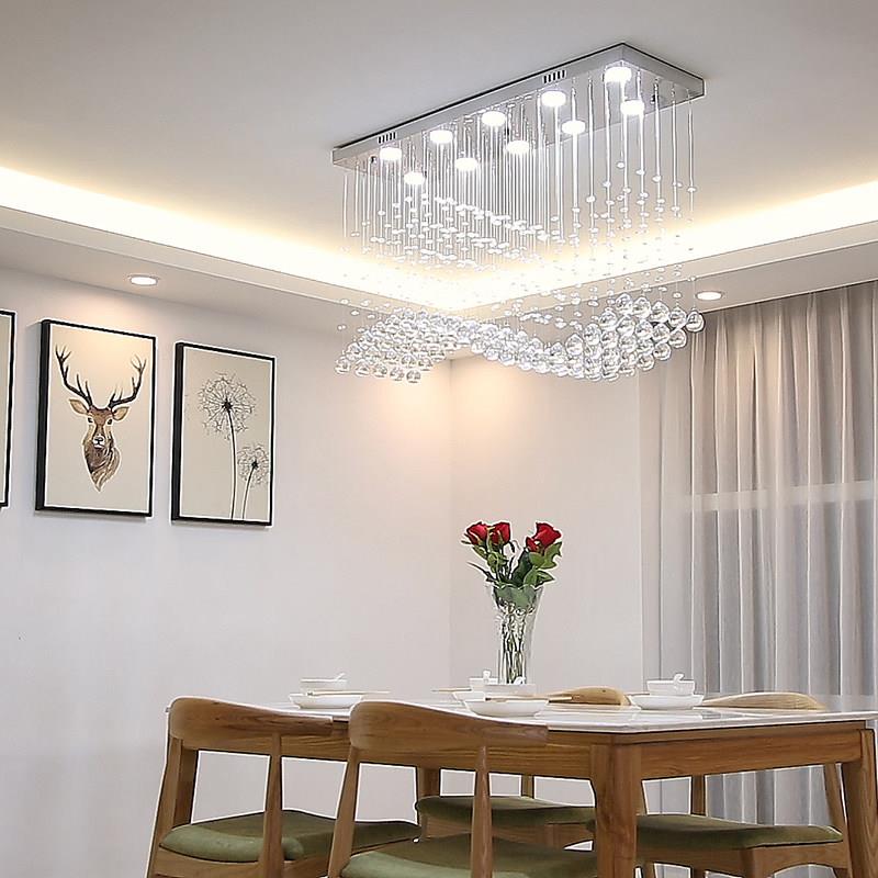 吸顶长方形波浪客厅水晶灯LED饭厅吧台收银工程简约现代灯具
