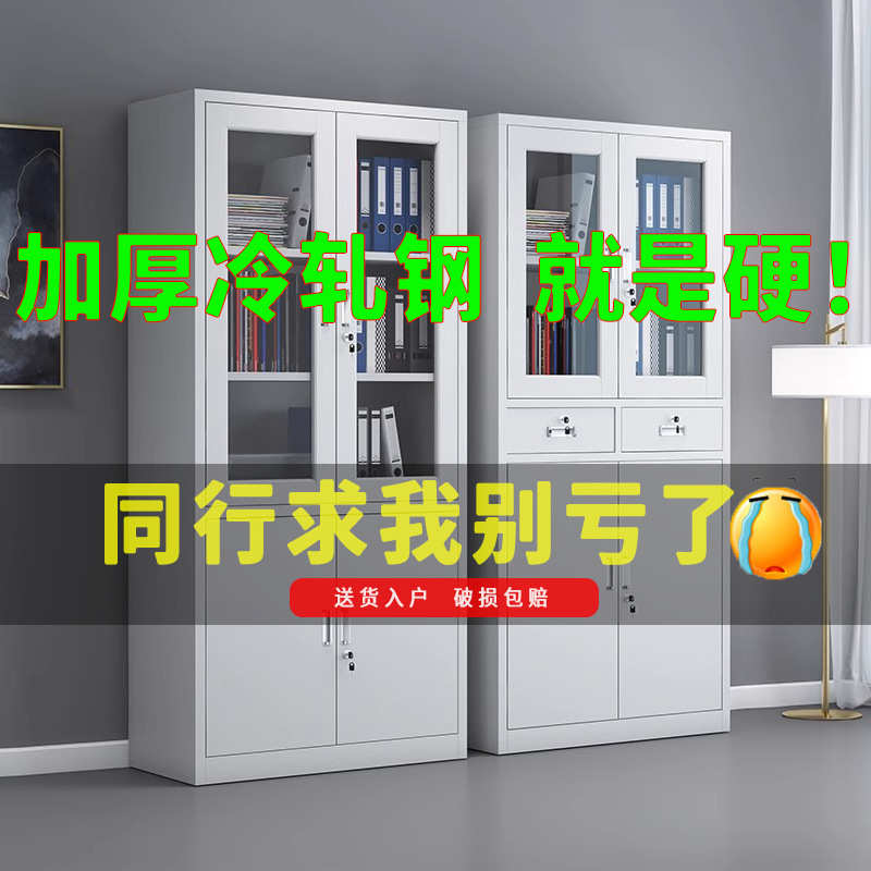 钢制加厚铁皮柜办公室文件柜财务凭证柜带锁储物资料柜家用阳台柜