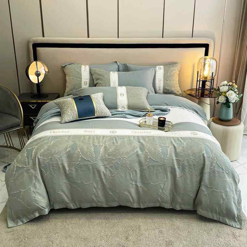 新款提花四件套床上品浮轻奢雕刺用绣提花家用被三件6988套套床单