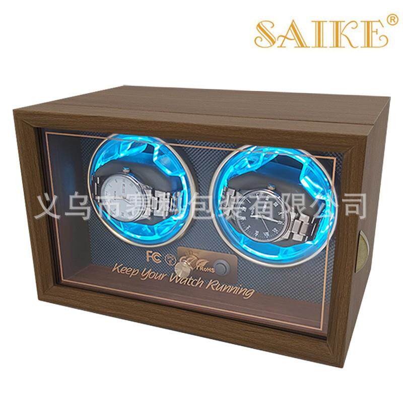 【轻奢版】黑胡桃木质立式双表位全自动摇表器电动机械手表摇表器