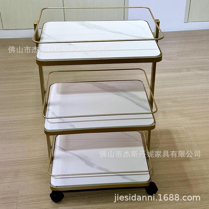 移动小推车落地多层置物架整理收纳五金工艺大理石面板带轮收纳架