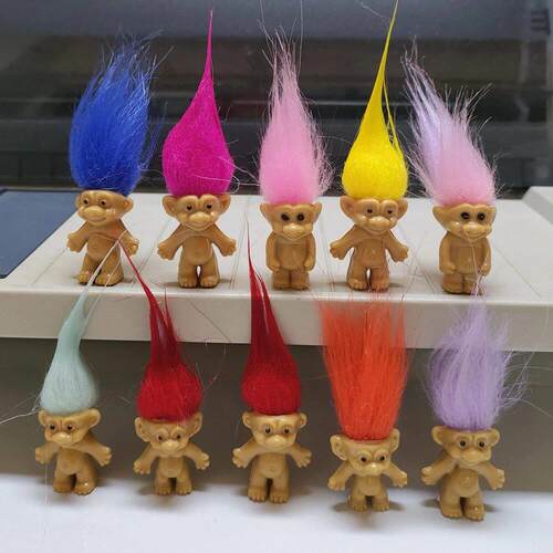 10PCS Mini Troll Dolls PVC Vintage Trolls Lucky Doll Mini Ac